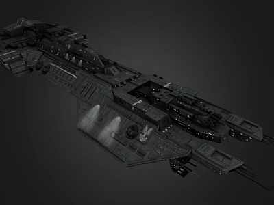 Futuristic Black Sci-Fi Fighter Jet with Complex Mechanical Structure Multiple Engines and Weapon Systems 3d model