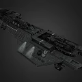 Futuristic Black Sci-Fi Fighter Jet with Complex Mechanical Structure Multiple Engines and Weapon Systems 3d model