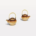 Traditional Ceramic Teapots With Bamboo Handles And Natural Brown Beige Hues