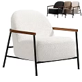 Modern Brown Single Sofa With Wooden Armrests Black Metal Legs And Upholstered Design
