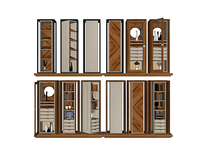 Modern Wooden Bookcase Designs With Glass Doors Drawers And Storage Spaces 3d model