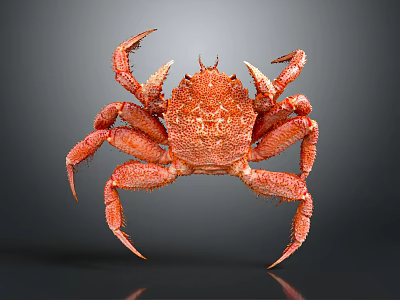 Red Marine Crab With Detailed Shell And Long Legs Close Up View 3d model