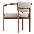 Modern Simple Design Comfortable Leisure Chair With Wooden Armrests And Fabric Seat
