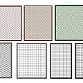 Various Colored Metal Mesh Fencing Panels Featuring Different Grid Patterns And Styles