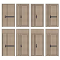 Modern Security Doors Design With Wooden Texture Single Double Panel Secure Locks Handles 3d model