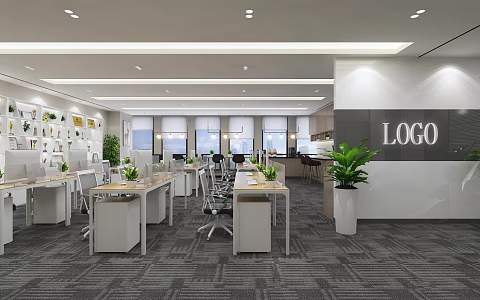 modern public office area multi-person office space office 3d model