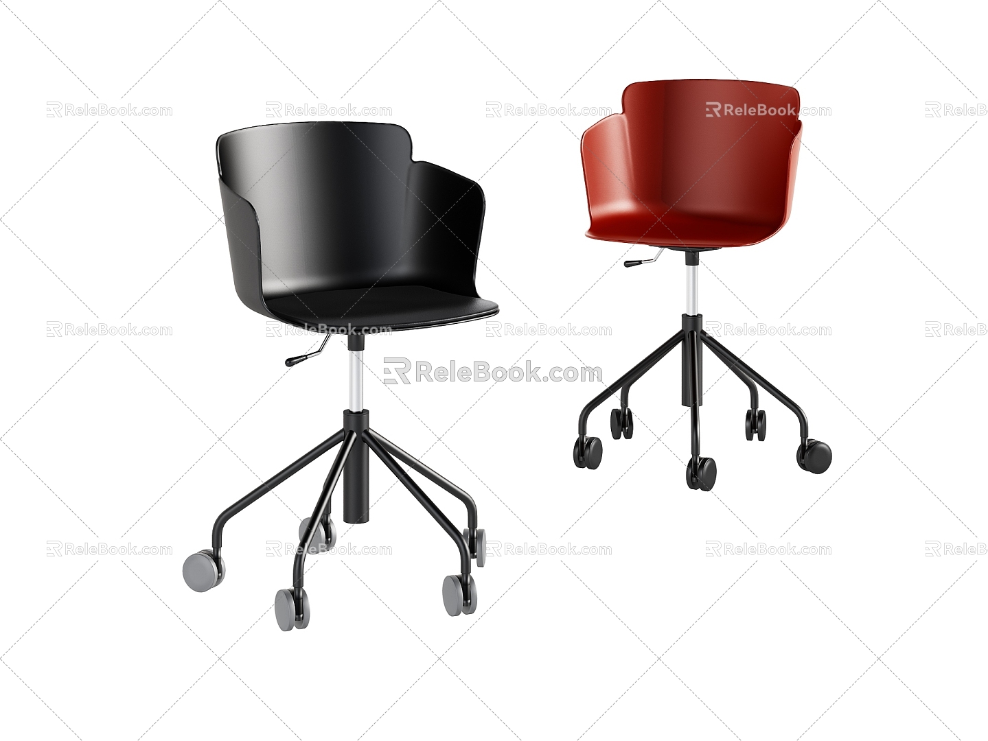 Simple and stylish atmospheric plastic office swivel chair combination 3d model