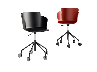 Simple and stylish atmospheric plastic office swivel chair combination 3d model