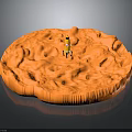 Detailed Orange Planetary Surface With Small Rover In Space Exploration Mission