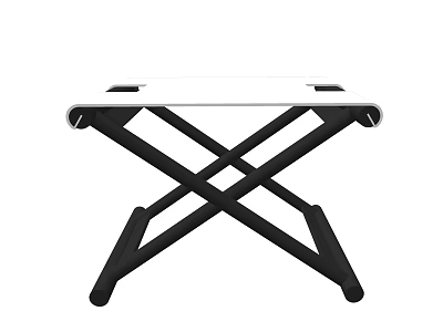 Modern Minimalist Stool With Black Crossed Legs And White Seat For Home Decor 3d model