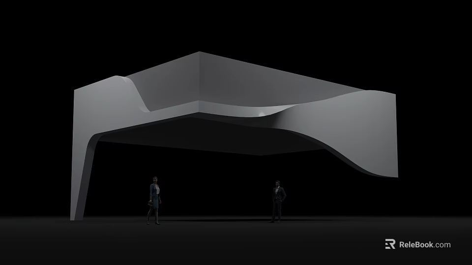 Modern Liquor Store with Gray Exterior and Irregular Curved Architectural Design at Entrance 3d model 
