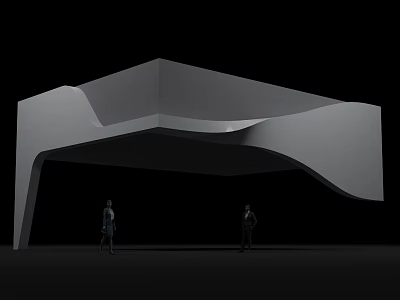 Modern Liquor Store with Gray Exterior and Irregular Curved Architectural Design at Entrance 3d model
