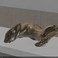 Natural Form Wooden Sculpture Displayed On White Platform Against Light Wall