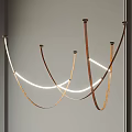 Modern Stylish Chandelier With Curved Leather Strips And LED Light Bands For Interior Design