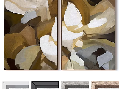 Framed Abstract Wall Art With White Brown Gray Colors For Home Decoration 3d model
