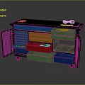 Mobile Functional Workbench With Black Countertop Colorful Drawers And Storage Compartments On Wheels
