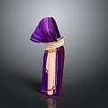 Traditional Purple Pink Clothing With Red Trim And Woven Belt Design