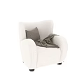 White Plush Modern Sofa and Coffee Table Set with Plaid Cushion and Throw Blanket 3d model