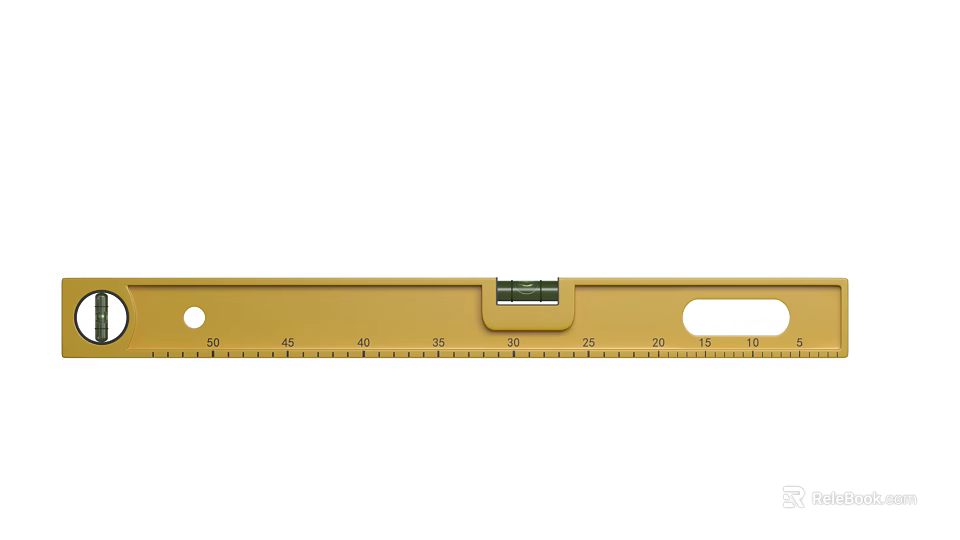 Yellow Spirit Level with Measurement Scale and Bubble Vial for Construction Use 3d model 