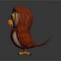 Cute Cartoon Owl Character With Red Beige Feathers Big Yellow Eyes Orange Beak