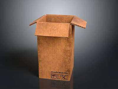 Brown Hand Made Box With Accordion Style Folded Sides And Textured Surface 3d model