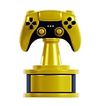 Golden Game Controller Shaped Trophy With Blue Base For Gaming Awards