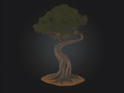 Twisted Trunk Tree With Exposed Roots On Natural Soil Ground Base 3d model