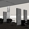 Modern Hair Salon Interior Design With Glass Dividers Black Chairs Mirrors And Marble Floor
