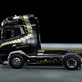 Scania Truck Featuring Black Body Gold Snake Design and Dynamic Driving Scene 3d model