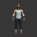 Game Movie Character Featuring Golden Hairstyle Goggles Sleeveless Blue White Top Black Pants Pink Accents 3d model