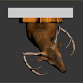 Decorative Deer Head Mount With Wooden Panel In Square Frame For Wall