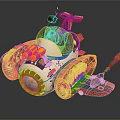 Flaming Exhaust Mechanical Toy Vehicle With Track Wheels Brown Seat And Red Tail Structure