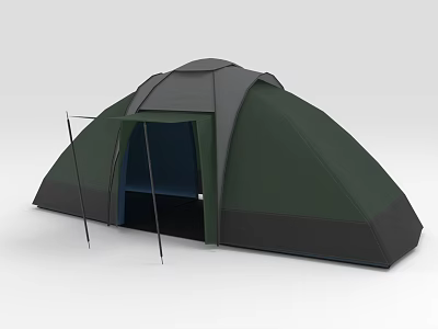 Green And Dark Gray Camping Tent With Dome Design For Outdoor Activities 3d model