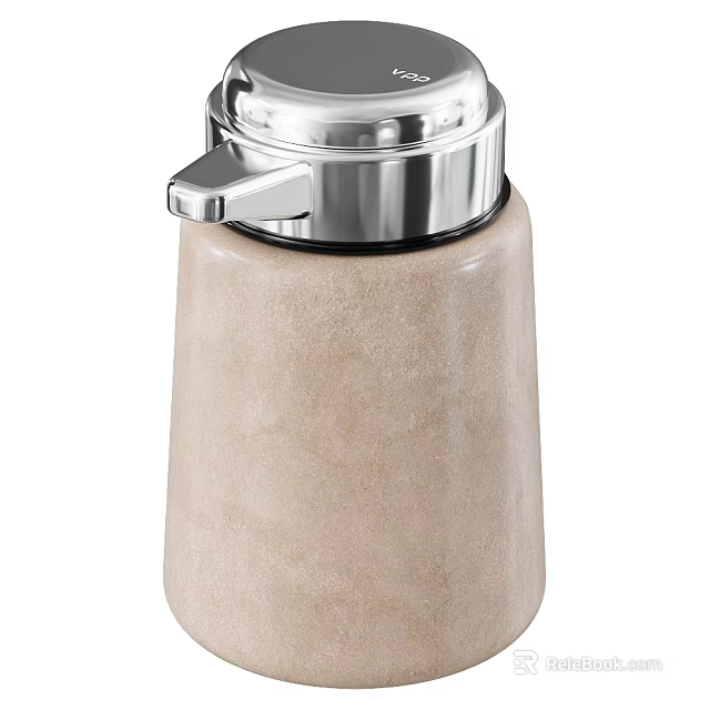 Modern Beige Marble Texture Cup With Silver Metal Lid And Push Button Design 3d model