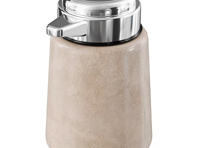 Modern Beige Marble Texture Cup With Silver Metal Lid And Push Button Design 3d model