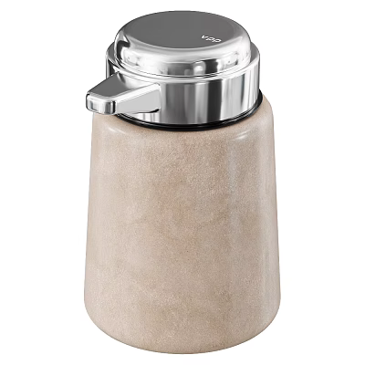 Modern Beige Marble Texture Cup With Silver Metal Lid And Push Button Design 3d model