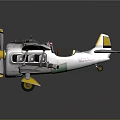 Aerospace Spacecraft Model Featuring Blue Body Golden Propeller Twin Wing And Detailed Components