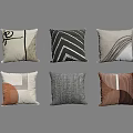 Stylish Decorative Pillows With Modern Geometric Abstract Patterns And Neutral Colors 3d model