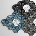 Teal Scallop Shaped Tile Wall Decor Pattern