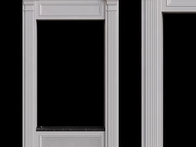 White Decorative Architectural Components For Door Frames With Classical Molding And Grille Design 3d model