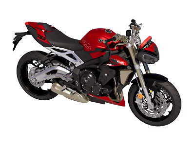 Red Sporty Motorcycle With Black Seat Silver Exhaust And Modern Body Design 3d model
