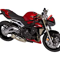 Red Sporty Motorcycle With Black Seat Silver Exhaust And Modern Body Design