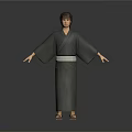 Child Wearing Traditional Kimono Standing With Arms Outstretched In Casual Pose