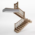 Modern Wooden Staircase Interior Design With Handrail Steps And Landing Platform