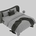 Modern Double Bed With Neutral Tones Bedding Soft Headboard And Plush Pillows 3d model