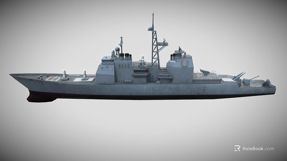 Modern Naval Warship With Advanced Radar Systems Antennas And Weaponry On Deck 3d model 