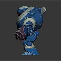 Game and Movie Character Robot With Blue White Body Red Eyes And Purple Arm Accents