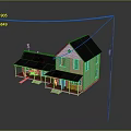 Small House With Black Roof White Walls Front Porch And Utility Pole Power Line