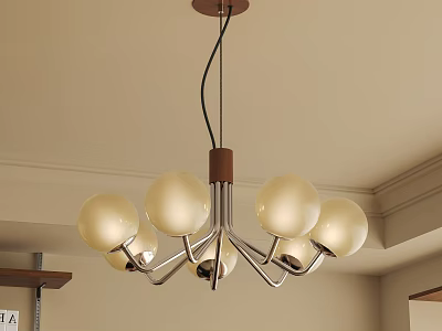 Modern Chandelier With Spherical Glass Globes And Metal Frame For Ceiling Decor 3d model