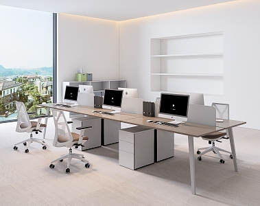 Modern Office Desk and Chair Staff Station Computer Desk and Chair 3d model